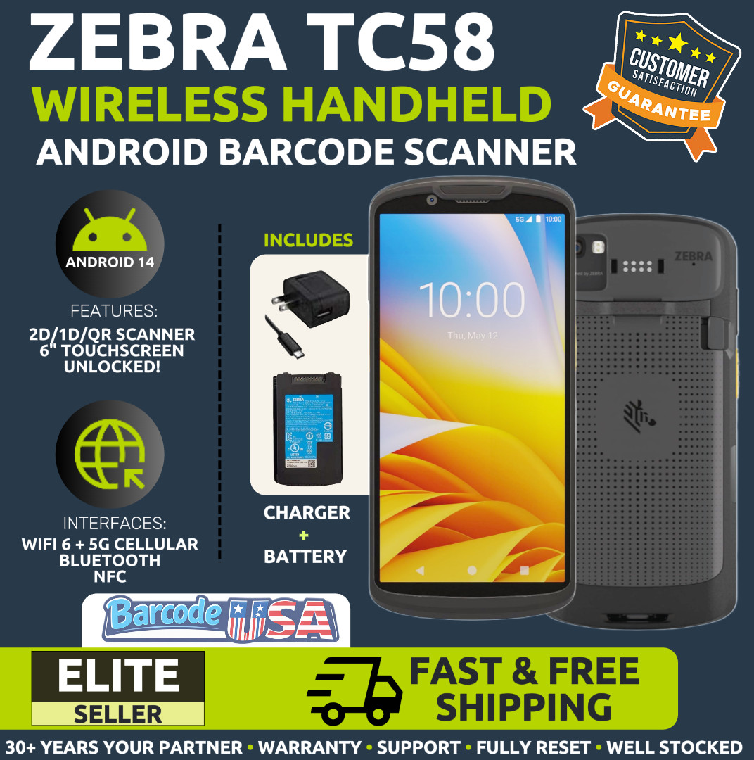✅Zebra TC58 / TC27 / EC55 Wireless Android Handheld 2D/1D/QR Barcode Scanner!🔥⭐