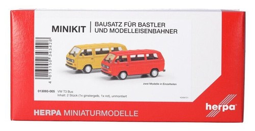 HERPA,VOLKSWAGEN T3 Bus geel en rood - 2 delen om in elkaar te zetten, 1/87, ...