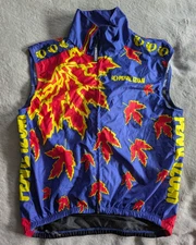 PEARL IZUMI Windbreaker Sleeveless Cycling Vest Mens M Blue Yellow Red Leaves