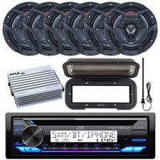 JVC Marine Bluetooth CD Radio, Cover, 6x 6.5" 150W Speaker, Amplifier, Antenna