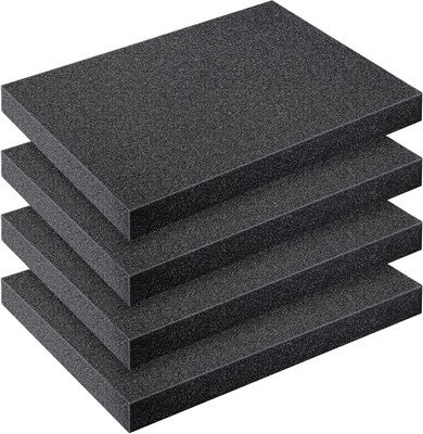 Outus 4 Pcs Cuttable Polyurethane Foam Pads Craft 16 x 12 x 1.5 Inch, Black 
