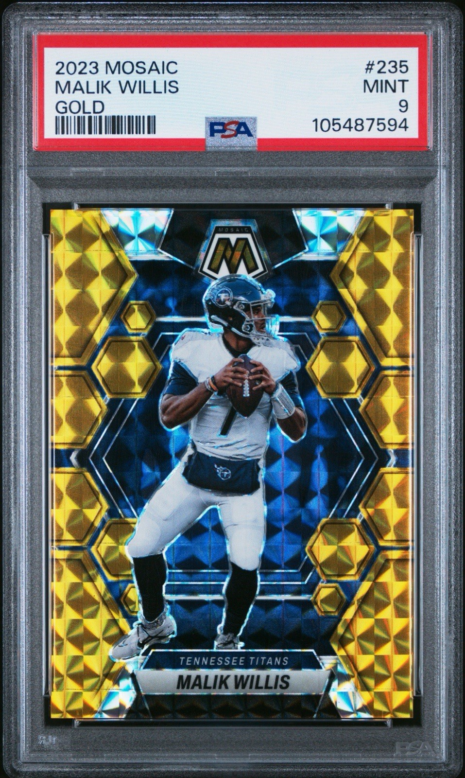 2023 Panini Mosaic Malik Willis #235 Gold Mosaic Prizm /10 PSA 9