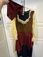 442. In Character Women’s Pirate Costume Sz M Dress Scarf Halloween Red Blue