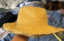 Mint Cond Scala Collezione Floppy Bucket Hat Bright Yellow Canvas Sun