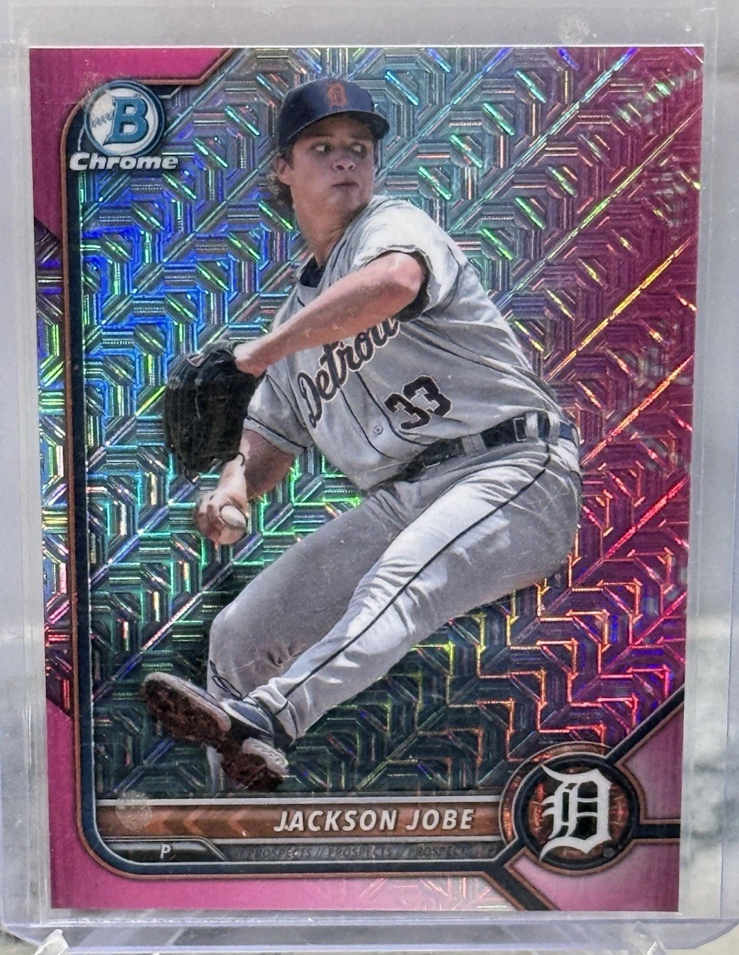 2022 Bowman Chrome Jackson Jobe Fuschia Mojo Refractor /199 Detroit Tigers