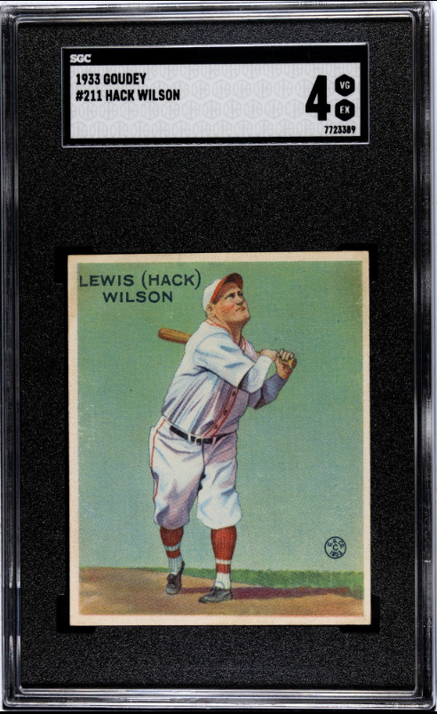 1933 Goudey # 211 Hack Wilson SGC 4