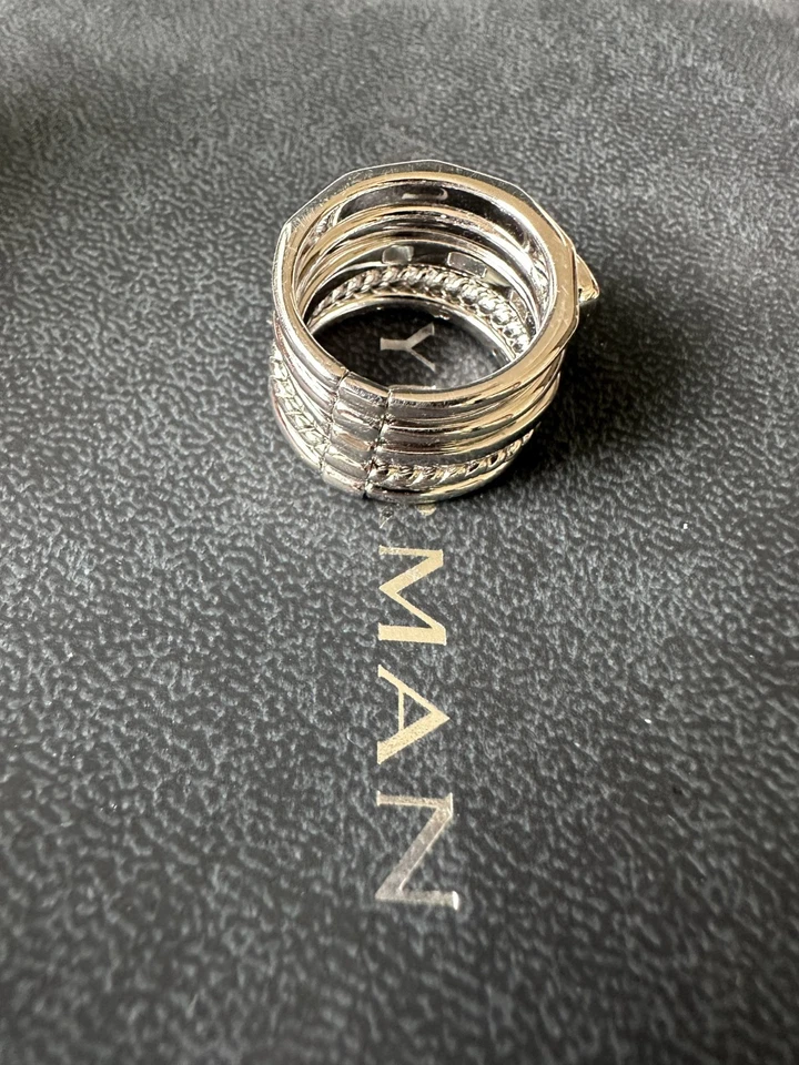 David Yurman Metro 15 mm 925 Silver Blue Topaz Diamond Ring – US Size 8 - Image 2 of 4