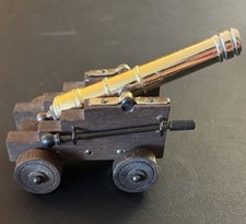 Vintage Miniature Replica Cannon Wood And Brass 4.5in X 2.5in SHIPS TODAY