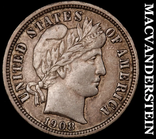 1908-D Barber Dime- Extra Fine Better Date No Reserve #J220