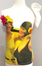 Moschino Jeans Vintage Graphic Floral Applique Top IT 42