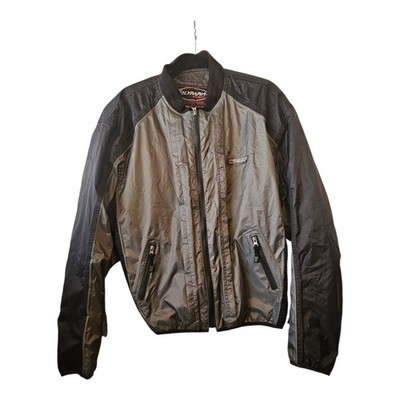 Olympia Moto Sports Jacket Men's Large Silver Mesh Lined Pockets Full Zip 