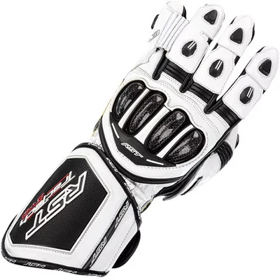 RST Tractech Evo 4 CE Leather Motorbike Motorcycle Track Gloves White Black