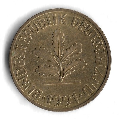 1991 D Germany 10 Pfennig World Coin - KM# 108 (a)
