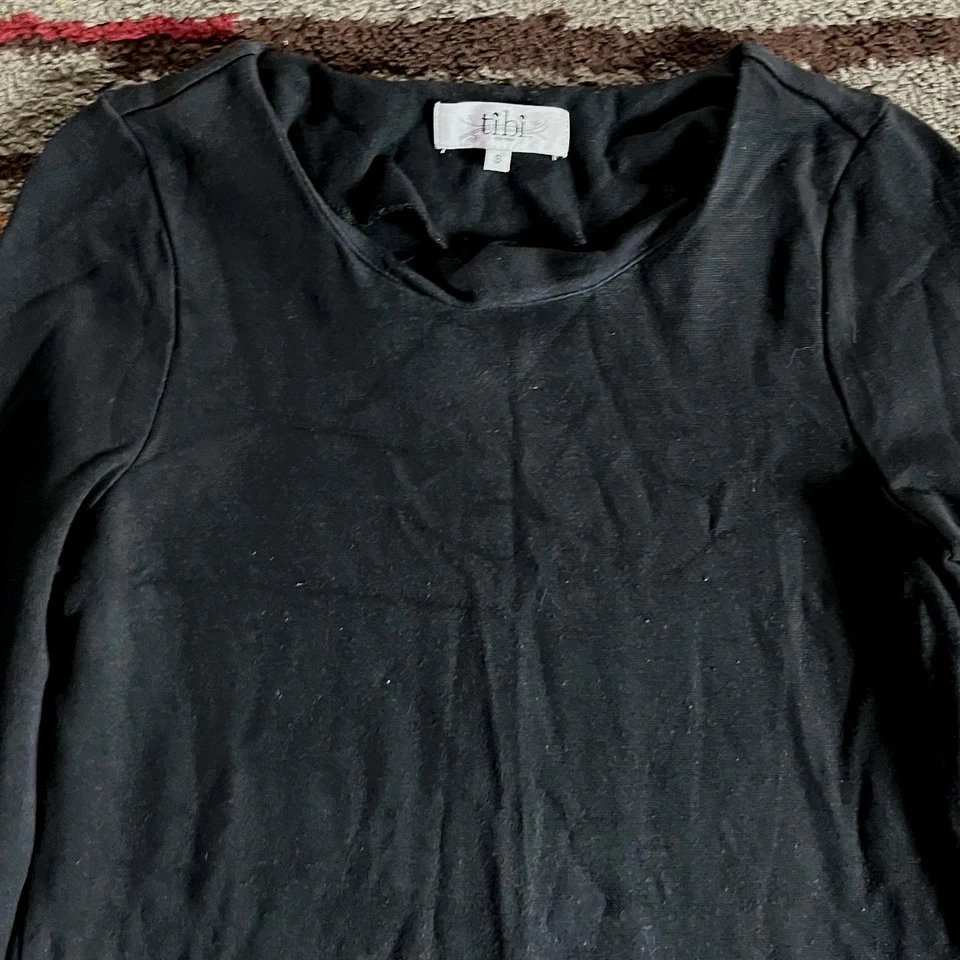 Vestido Tibi Mujer Pequeño Negro Manga Larga Mod Bolsillos Estilo Años 60 Retro Túnica Cambio Foto 3 de 4