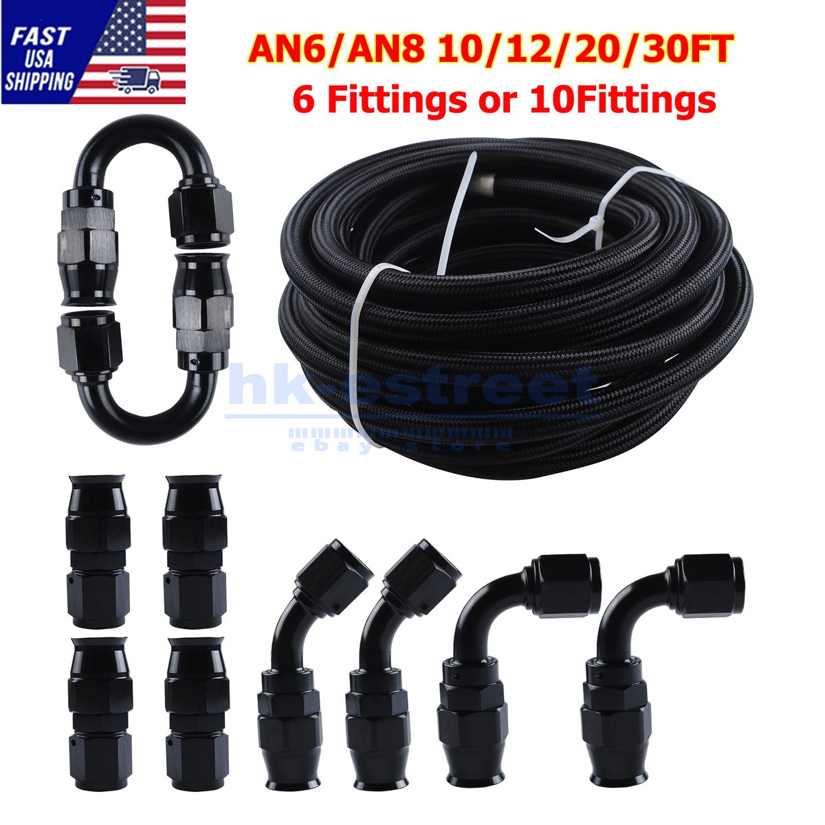 8 Fuel Line Evil Energy Fuel Line Kits 8an Fuel Line 8AN PTFE Fuel Line Kit 20FT ...