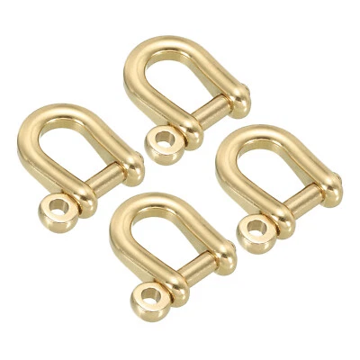 UXCELL D-Ring Shackle, 4pcs 6mm Inner Width Brass Pin Shackle U Type Key Fob Hook