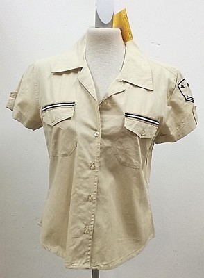 Bluse-Damen,  BROADWAY, Gr. 36,  kurzarm gekrempelt,  2 Brusttasche mit Zierband