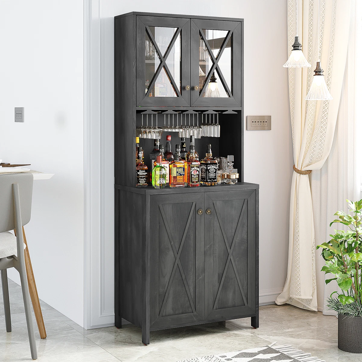 Tall corner 2024 liquor cabinet