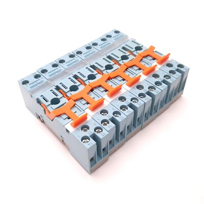 Lot of 6 Releco S10 Relay Base Sockets 13 Amps, 400v, Din Rail/Panel Mount