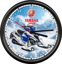 Yamaha Viper Blue Machine Snowmobile Racing Dealer Sign Retro Wall Clock