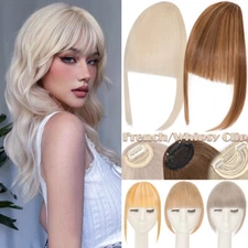 100% Natural Fringe Bangs Clip In Hair Extensions French Real as Human Thick US