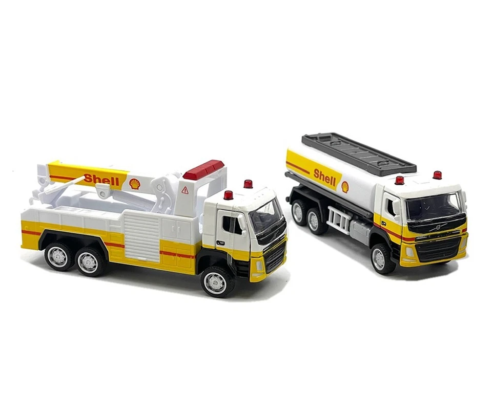 Shell Gas Station Playset w/ Volvo Oil Tanker and Volvo Tow Truck 1:64 Model Kit - Image 2 of 4