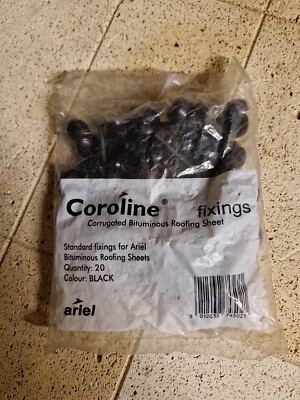 20 x Coroline Wellblech Bitumen Dachbahn Befestigungen - 65 mm Nägel - schwarz