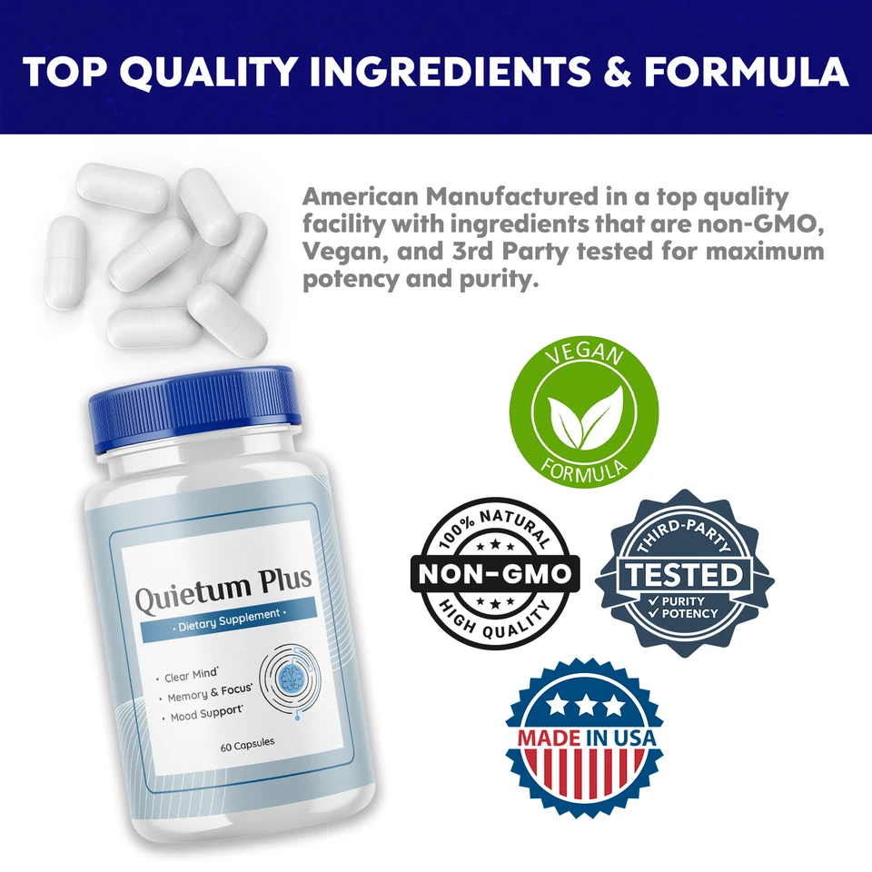 Quietum Plus, píldoras para aliviar el tinnitus y reducir el zumbido en los oídos (60 cápsulas) Foto 4 de 4