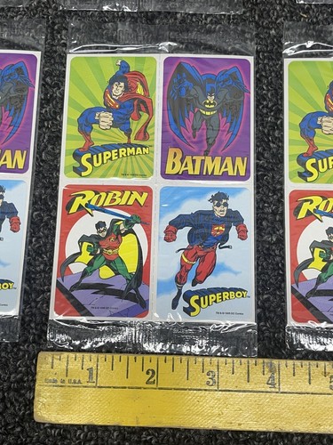 Vintage Sealed 44 Superboy Superman Batman Robin Stickers 1995 Walmart Kids Meal - Picture 15 of 16