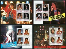 ST. VINCENT, SCOTT # 898-901, SET OF 4 MNH MINI SHEETS MICHAEL JACKSON YEAR 1985