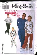 9242 Vintage Simplicity Sewing Pattern Misses 1990s Pull On Pants Pullover Shirt