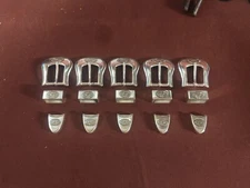 Leather Hardware - LOT Of 5 Flower Pattern Buckle Sets -  1"