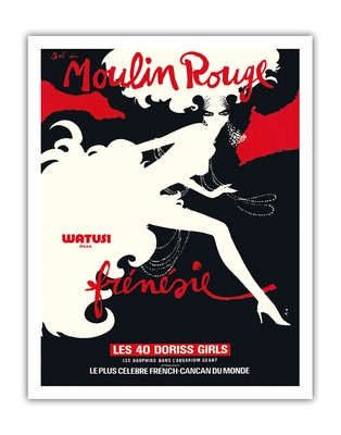 Moulin Rouge Paris France - Watusi Dance - Vintage Cabaret Poster by Ren� Gruau