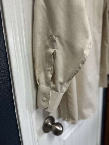 Joseph Abboud Mens Dress Shirt Button Up Long Sleeve Tan Beige Non Iron 17 32/33 - Picture 5 of 8