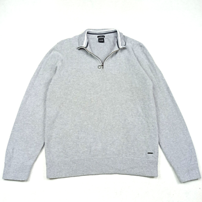 HUGO BOSS Herren Sweatshirt Größe L Slim Fit Grau Baumwolle