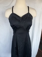 Vintage Van Raalte Nightgown Nylon Nightie Sheer Black Size Small 34