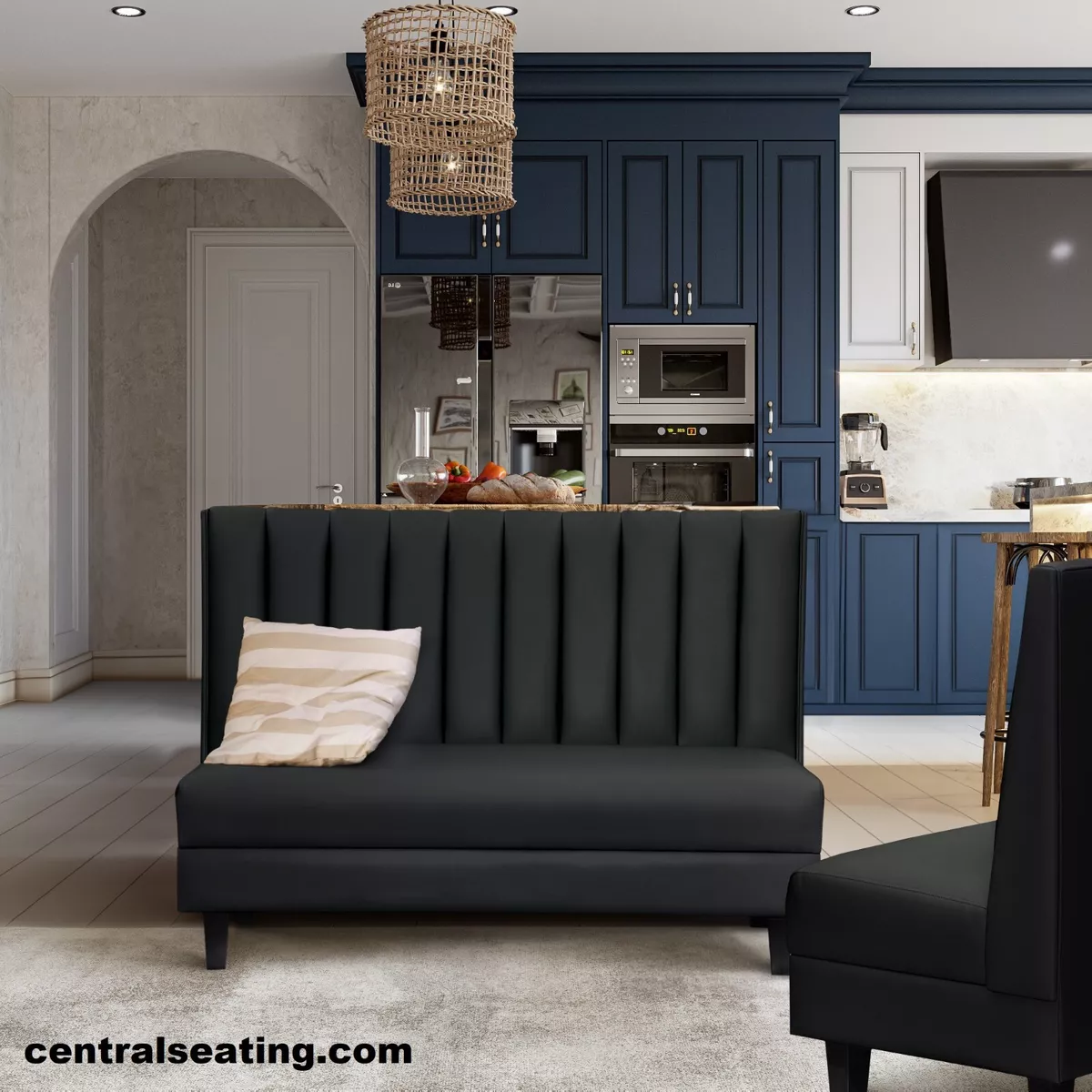 Black banquette online bench
