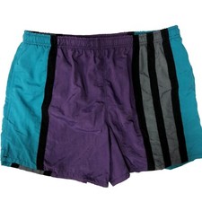 Vtg 90's Surf Odyssey Men RETRO Purple STRIPE Trunks SURFER Beach Swim Shorts XL