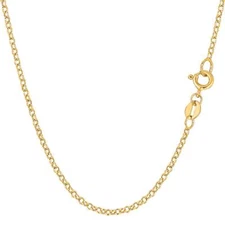 10k Yellow Real Gold Round Rolo Link Chain Necklace, 1.9mm, 16"