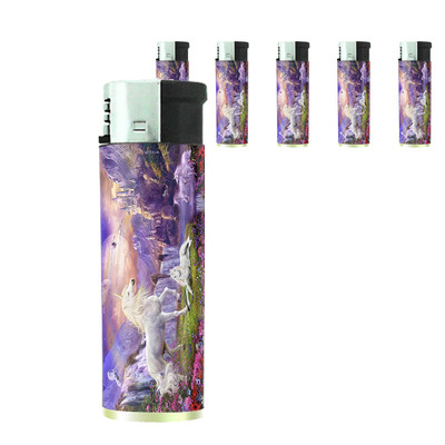 Unicorns D6 Lighters Set of 5 Electronic Refillable Butane Mythical Creatures