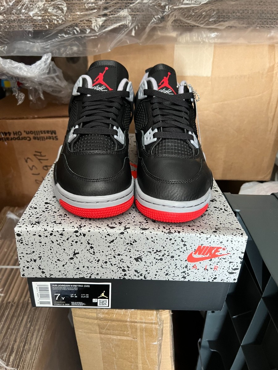 Nike Air Jordan 4 Retro Bred Reimagined Youth Size 7Y/8.5W FQ8213