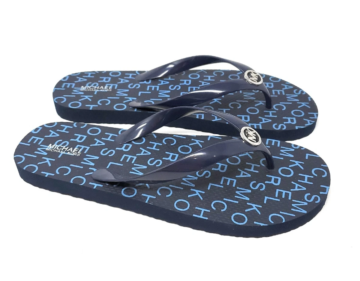 Michael kors flip flops womens blue deals