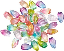 100x Transparent Glass Teardrop Blossom Petal Charm Pendants for Jewelry Making