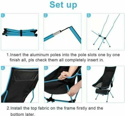 Folding Camping Chairs High Back outdoor Chair Outdoor Portable Fishing Chair UK - Picture 2 of 16