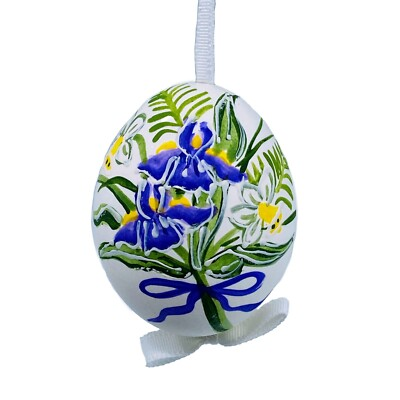 #ad #ad Easter Egg Ornament: Peter Priess; Dutch Spring Flower Bulb Motif w Purple Bow $19.54