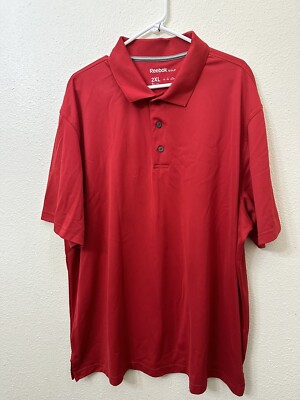Reebok Golf Red Collared Plain Polyester Polo T-Shirt Men's Size 2XL, Bin A 