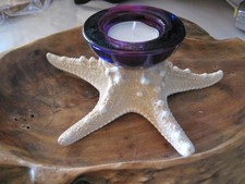 Deep Purple Glass Starfish Candle Holder - Beach Decor - Weddings - Gifts