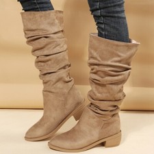 Women Boot Knee High Riding Boots Work Ladies Tall Casual Slouchy Shoes