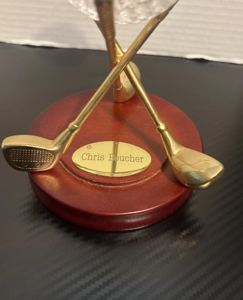 Things Remembered Golf Crystal Clock Gold - Image 2 of 4