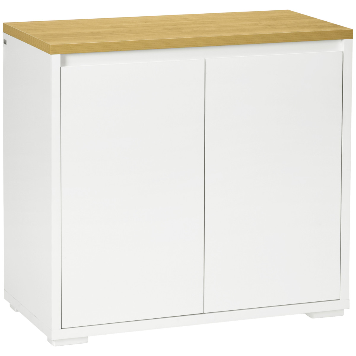 Modern Sideboard Cabinet Double Door Storage Cupboard White Oak Buffet Unit - Image 2